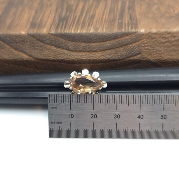 Size 6.5 Sterling Silver Unique Setting Cubic Zirconia Gem Ring A1004 - Picture 8 of 9